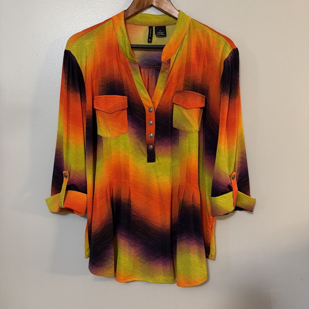 New direction Women's Fall Ombré Tunic Size XL 3/4 Sleeve Autumn